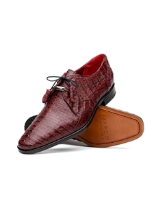 Wine Caiman Crocodile Dress Derby Men's Shoe | Marco Di Milano Lace Up Shoes Collection | Sam's Tailoring Fine Men's Clothing