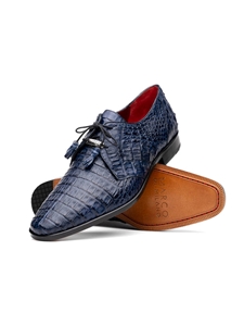 Navy Caiman Crocodile Dress Derby Men's Shoe | Marco Di Milano Lace Up Shoes Collection | Sam's Tailoring Fine Men's Clothing