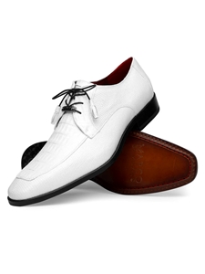 White Caiman & Lizard Dress Derby Men's Shoe | Marco Di Milano Lace Up Shoes Collection | Sam's Tailoring Fine Men's Clothing