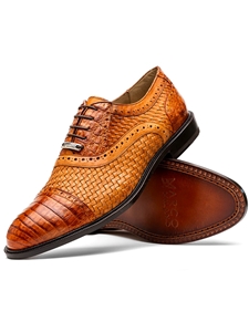 Brandy Caiman Crocodile Classic Dress Oxford Shoe | Marco Di Milano Lace Up Shoes Collection | Sam's Tailoring Fine Men's Clothing