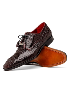 Wine Nile Crocodile Leather Men's Lace Up Shoe | Marco Di Milano Lace Up Shoes Collection | Sam's Tailoring Fine Men's Clothing