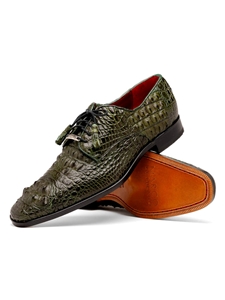 Forest Green Nile Crocodile Leather Lace Up Shoe | Marco Di Milano Lace Up Shoes Collection | Sam's Tailoring Fine Men's Clothing