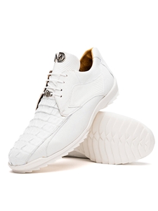White  Genuine Caiman & Lizard Men's Shoe | Marco Di Milano Lace Up Shoes Collection | Sam's Tailoring Fine Men's Clothing