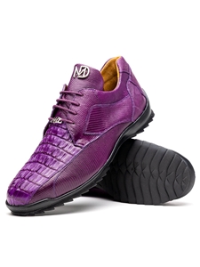 Purple Genuine Caiman & Lizard Men's Shoe | Marco Di Milano Lace Up Shoes Collection | Sam's Tailoring Fine Men's Clothing