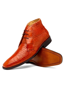 Honey Leather Lining Alligator Lace Up Shoe | Marco Di Milano Lace Up Shoes Collection | Sam's Tailoring Fine Men's Clothing