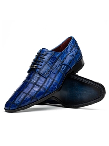 Electric Blue Leather Lining Men's Lace Up Shoe | Marco Di Milano Lace Up Shoes Collection | Sam's Tailoring Fine Men's Clothing
