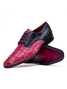 Pink/Purple Caiman Crocodile & Lizard Lace Up Shoe | Marco Di Milano Lace Up Shoes Collection | Sam's Tailoring Fine Men's Clothing