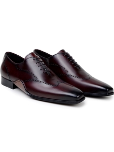 Antique Burgundy Italian Calf Leather Men Shoe | Belvedere Studio Shoes | Sam's Tailoring Fine Men's Clothing