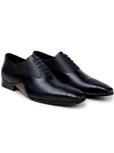 Black Italian Calf Leather Studio Men's Shoe | Belvedere Studio Shoes | Sam's Tailoring Fine Men's Clothing