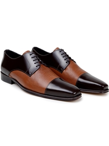 Brown/Tan Deerskin & Nappa Leather Men's Shoe | Belvedere Studio Shoes | Sam's Tailoring Fine Men's Clothing