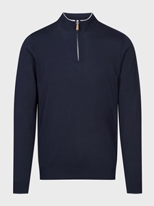 Navy Quarter Zip Closure Highneck Men's Sweater | Emanuel Berg Sweaters Collection | Sam's Tailoring Fine Men Clothing