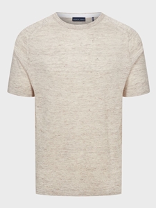 Beige Short Sleeve Reglan Linen Crew Neck T-Shirt | Emanuel Berg T-Shirts Collection | Sam's Tailoring Fine Men Clothing