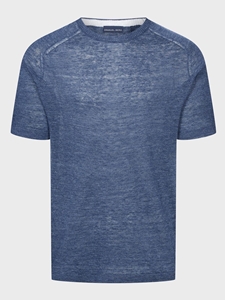 Navy Short Sleeve Reglan Linen Crew Neck T-Shirt | Emanuel Berg T-Shirts Collection | Sam's Tailoring Fine Men Clothing
