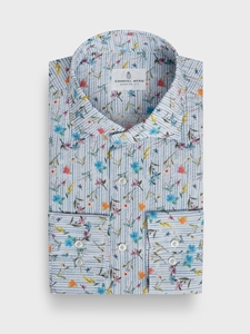 Pastel Blue Seersucker Printed Sartorial Casual Shirt | Emanuel Berg Casual Shirts Collection | Sam's Tailoring Fine Men Clothing