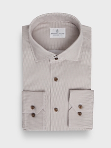 Light Beige Modern 4 Flex Stretch Knit Men's Dress Shirt | Emanuel Berg Business Shirts Collection | Sam's Tailoring Fine Men's Clothing