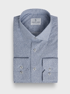 Blue Printed Cotton Poplin Stretch Sport Luxury Dress Shirt | Emanuel Berg Business Shirts Collection | Sam's Tailoring Fine Men's Clothing