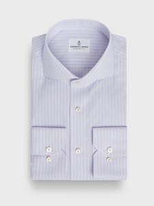 Pastel Purple Striped Cotton Sport Luxury Dress Shirt | Emanuel Berg Business Shirts Collection | Sam's Tailoring Fine Men's Clothing