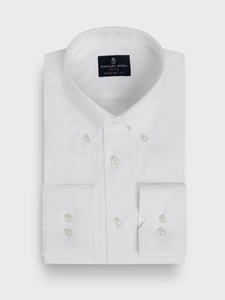 White Solid Cotton Dobby Natural Stretch Yoga Dress Shirt | Emanuel Berg Business Shirts Collection | Sam's Tailoring Fine Men's Clothing