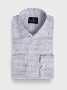 Purple Checked Cotton Twill Natural Stretch Yoga Dress Shirt | Emanuel Berg Business Shirts Collection | Sam's Tailoring Fine Men's Clothing