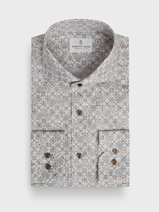 Beige Dobby Printed Cotton Sport Luxury Men's Dress Shirt | Emanuel Berg Business Shirts Collection | Sam's Tailoring Fine Men's Clothing