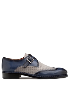 Blue/Grey Blanes Spectator Men's Monk Strap Shoe | Mezlan Monk Strap Shoes Collection | Sam's Tailoring Fine Men's Clothing