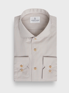 Light Beige Washed Natural Stretch Yoga Poplin Shirt | Emanuel Berg Business Shirts Collection | Sam's Tailoring Fine Men Clothing