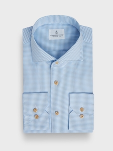 Light Pastel Blue Washed Natural Stretch Yoga Poplin Shirt | Emanuel Berg Business Shirts Collection | Sam's Tailoring Fine Men Clothing