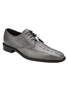 Gray Caiman & Lizard Bicycle Toe Lusso Lace Up Shoe | Belvedere Dress Shoes | Sam's Tailoring Fine Men's Clothing