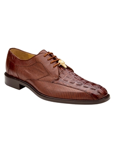 Walnut Caiman & Lizard Bicycle Toe Lusso Lace Up Shoe | Belvedere Dress Shoes | Sam's Tailoring Fine Men's Clothing