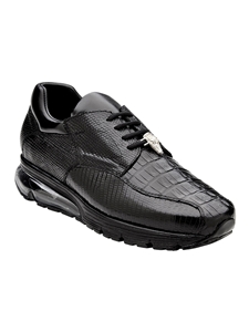 Black Caiman & Lizard Bicycle Toe Lazaro Men's Sneaker | Belvedere Casual Shoes | Sam's Tailoring Fine Men's Clothing