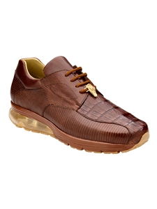 Antique Peanut Caiman & Lizard Bicycle Toe Lazaro Sneaker | Belvedere Casual Shoes | Sam's Tailoring Fine Men's Clothing