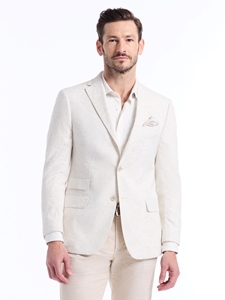 Cream Notch Lapel Tailored Fit Shawfield Men's Blazer | Robert Graham Blazers Collection | Sam's Tailoring Fine Men's Clothing