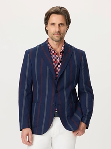 Navy Multi Stripe Design Liberty Lines Men's Blazer | Robert Graham Blazers Collection | Sam's Tailoring Fine Men's Clothing