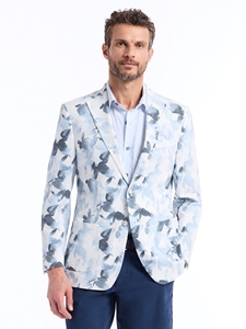 Blue & Gray Printed Seersucker Penhale Men Blazer | Robert Graham Blazers Collection | Sam's Tailoring Fine Men's Clothing
