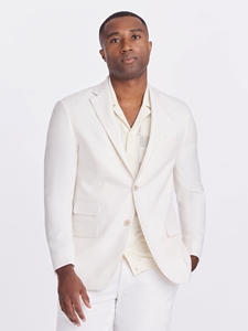 Cream Notch Lapel Tailored Fit Malvern Long Blazer | Robert Graham Blazers Collection | Sam's Tailoring Fine Men's Clothing