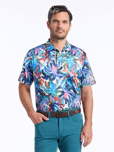 Multi Point Collar Eletric Palms Short Sleeve Men's Polo | Robert Graham Polos & T-Shirts Collection | Sam's Tailoring Fine Men's Clothing