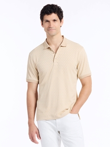 Oatmeal Three Button Elias Short Sleeve Men Polo | Robert Graham Polos & T-Shirts Collection | Sam's Tailoring Fine Men's Clothing