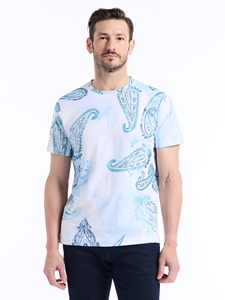 White Allover Paisley Balerno Short Sleeve T-Shirt | Robert Graham Polos & T-Shirts Collection | Sam's Tailoring Fine Men's Clothing