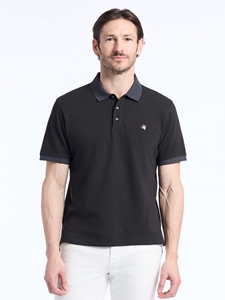 Black Devil Point Collar Short Sleeve Men's Polo | Robert Graham Polos & T-Shirts Collection | Sam's Tailoring Fine Men's Clothing