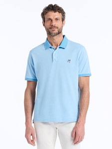 Light Blue Devil Point Collar Short Sleeve Men's Polo | Robert Graham Polos & T-Shirts Collection | Sam's Tailoring Fine Men's Clothing