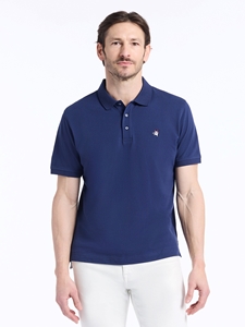 Navy Devil Point Collar Short Sleeve Men's Polo | Robert Graham Polos & T-Shirts Collection | Sam's Tailoring Fine Men's Clothing