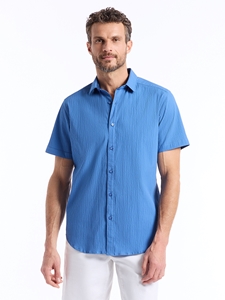 Blue Thresher Short Sleeve Button Down Men's Shirt | Robert Graham Short Sleeves Shirts Collection | Sam's Tailoring Fine Men's Tailoring