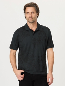 Black Linford Men's Short Sleeve Polo | Robert Graham Polos Collection | Sam's Tailoring Fine Men's Clothing