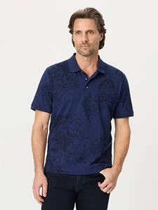 Navy Linford Men's Short Sleeve Polo | Robert Graham Polos Collection | Sam's Tailoring Fine Men's Clothing