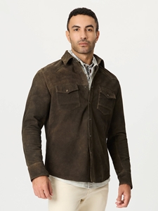 Brown Marstow Point Collar Men's Shirt Jacket | Robert Graham Outerwear Collection | Sam's Tailoring Fine Men's Clothing