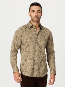 Khaki Hudson Long Sleeve Button Down Shirt | Robert Graham Long Sleeves Shirts Collection | Sam's Tailoring Fine Men Clothing