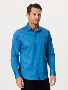 Blue Dimella Long Sleeve Button Down Men's Shirt | Robert Graham Long Sleeves Shirts Collection | Sam's Tailoring Fine Men Clothing