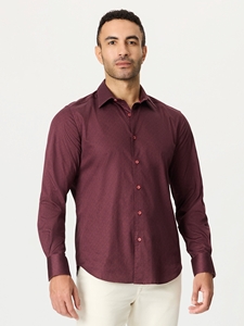 Burgundy Dimella Long Sleeve Button Down Men's Shirt | Robert Graham Long Sleeves Shirts Collection | Sam's Tailoring Fine Men Clothing