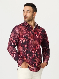 Burgundy Elmwood Long Sleeve Button Down Shirt | Robert Graham Long Sleeves Shirts Collection | Sam's Tailoring Fine Men Clothing