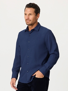 Navy Devonshire Long Sleeve Button Down Men's Shirt | Robert Graham Long Sleeves Shirts Collection | Sam's Tailoring Fine Men Clothing